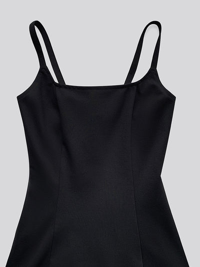 camisole flare back ribbon mini dress