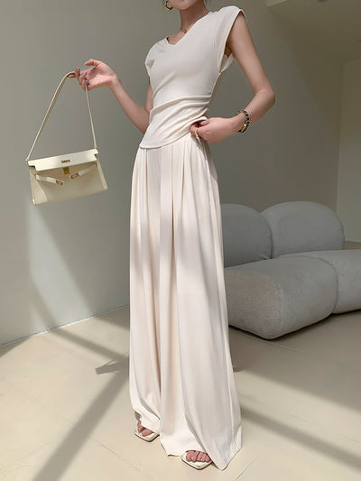 high waist smooth wide long pants