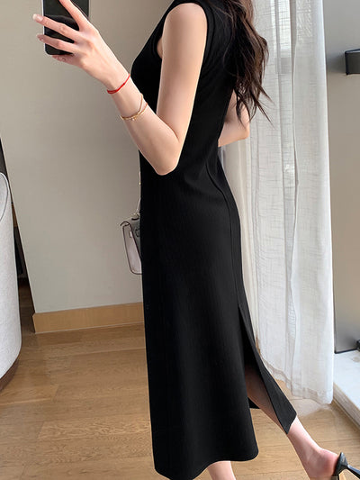 sleeveless slim style long dress