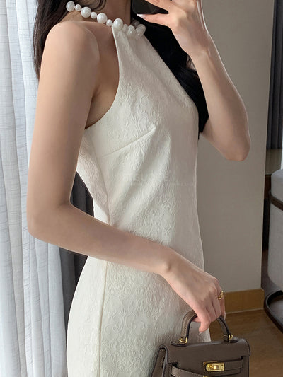 halter neck white tight mini one piece