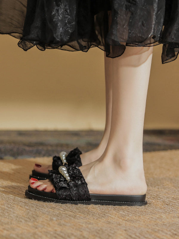 pearl  gather flat sandals