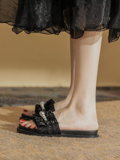 pearl  gather flat sandals