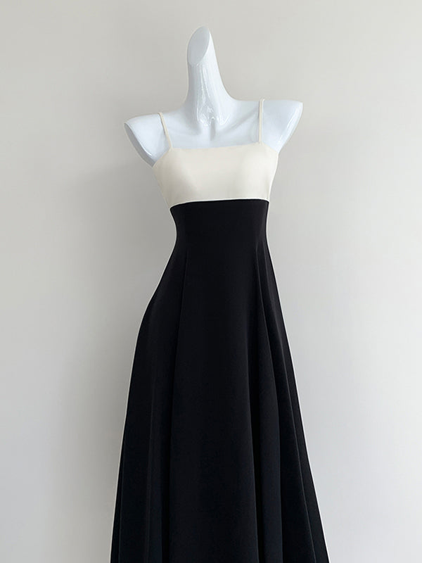 bicolor camisole flare dress
