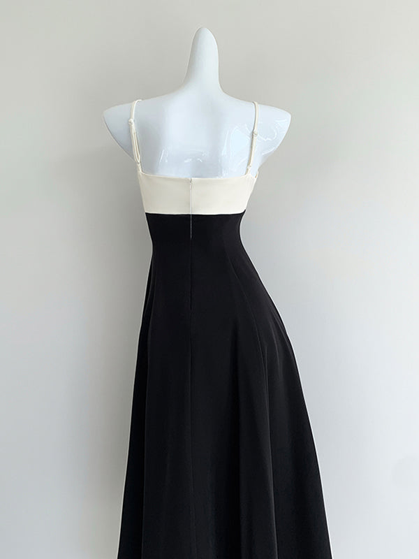 bicolor camisole flare dress