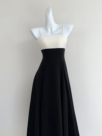 bicolor camisole flare dress