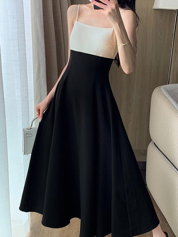 bicolor camisole flare dress