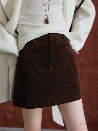 corduroy slim mini skirt