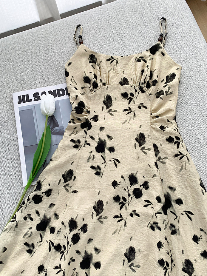 french flower camisole long one piece