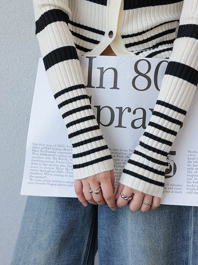 stripe long sleeve v neck sweater