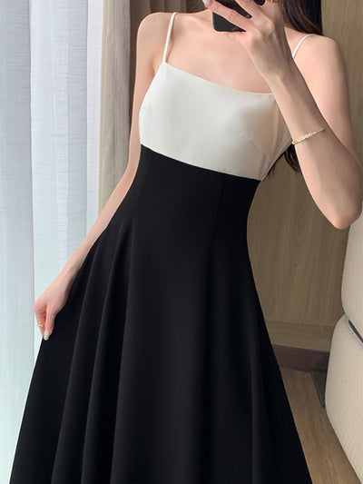 bicolor camisole flare dress