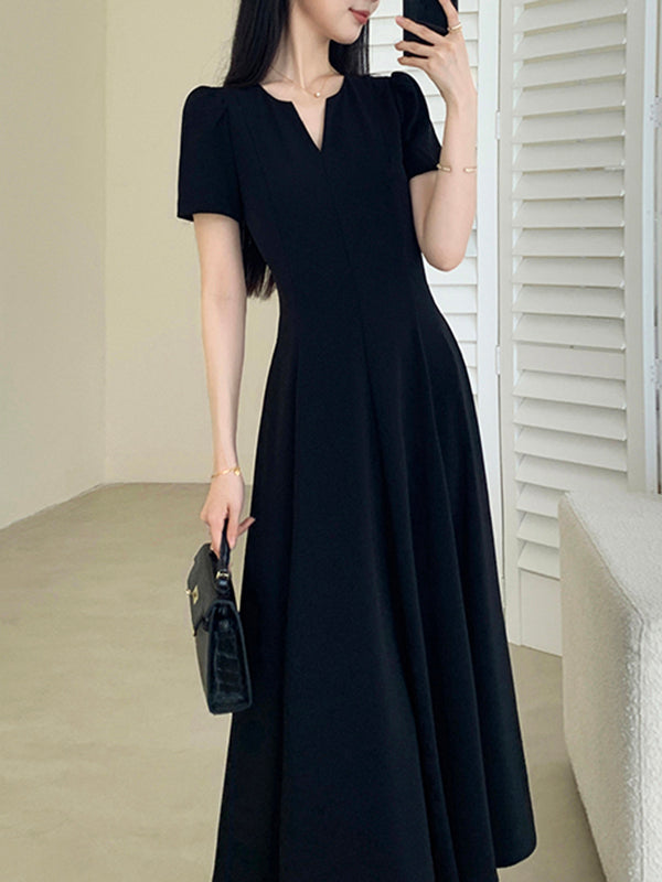 ワンピース AREUMDAUM BIJOU V NECK TIGHT BLACK DRESS Daring Sleek O-Ring Cutout Bodycon Mini Dress | Windsor