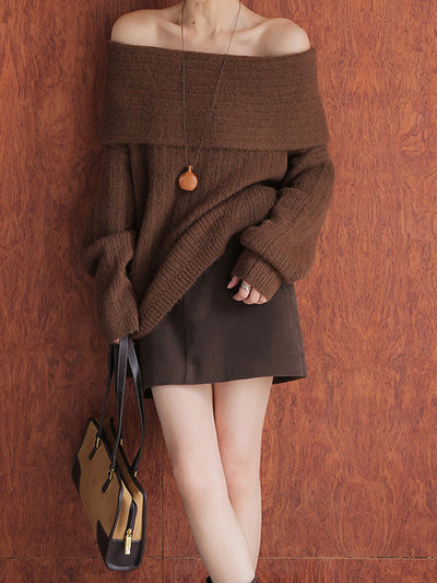 high waist slim a line brown skirt