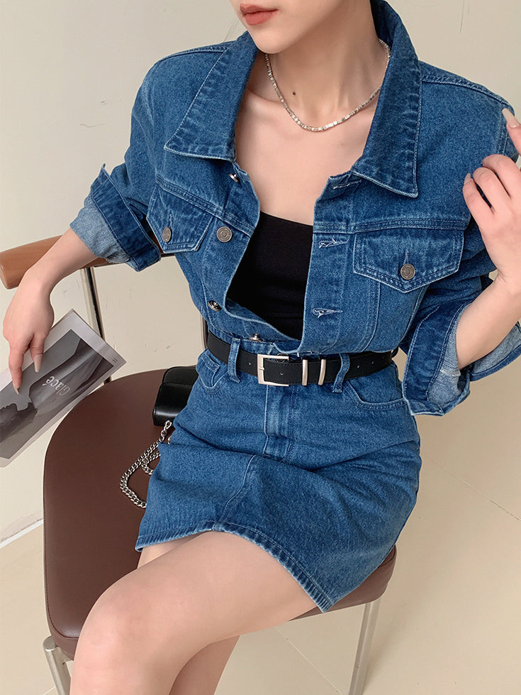 denim tight mini one piece