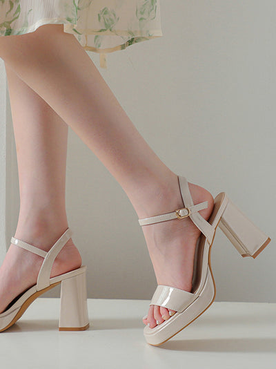square toe chunky heel strap sandals