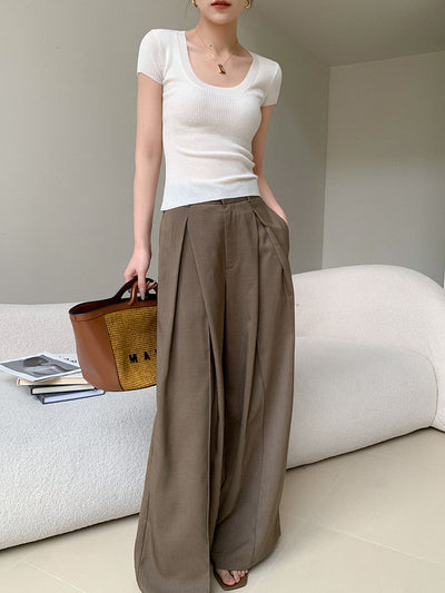 u neck short sleeve knit tops