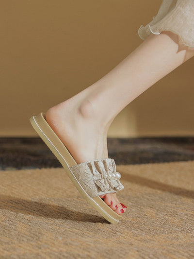 pearl  gather flat sandals