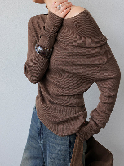one shoulder asymmetric long sleeve top