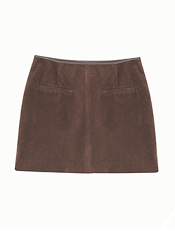 high waist slim a line brown skirt