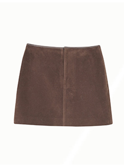 high waist slim a line brown skirt