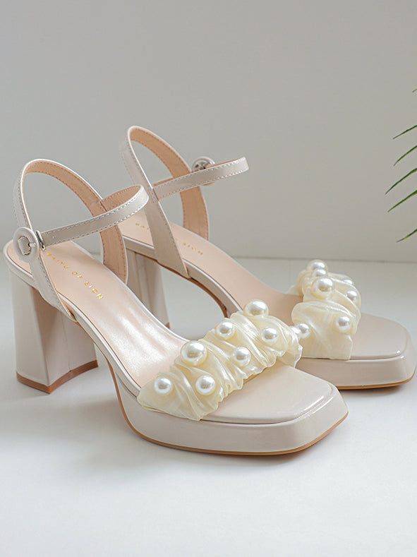 square toe chunky heel strap sandals