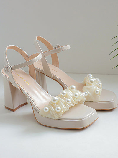 square toe chunky heel strap sandals