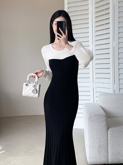 bicolor slim fit mermaid long dress