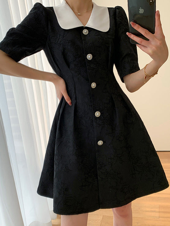 french waist slim button one piece