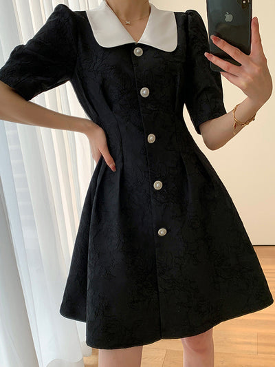 french waist slim button one piece