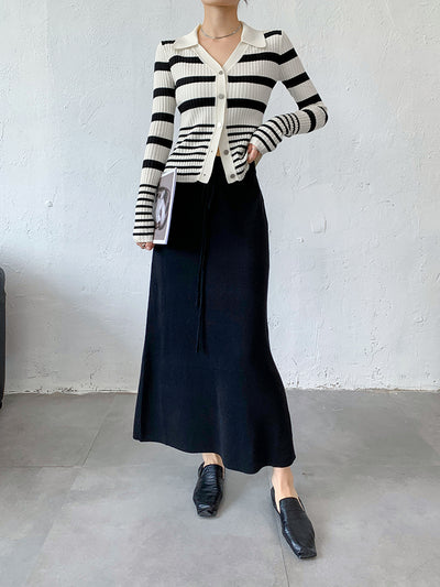 stripe long sleeve v neck sweater