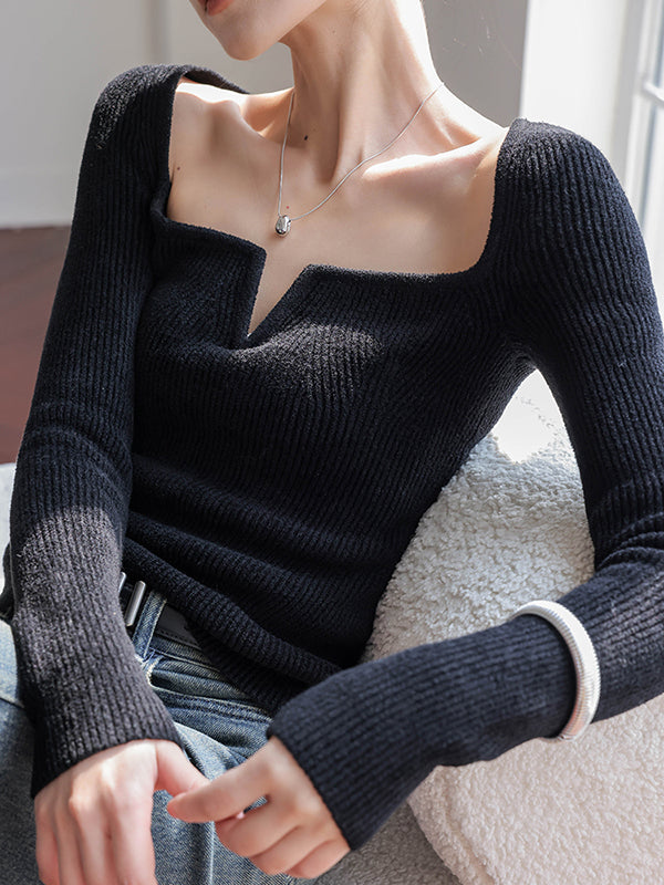 slim fit black long sleeve tops