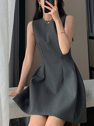 sleeveless gray flare mini one piece