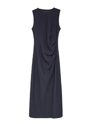 sleeveless waffle deep gray one piece