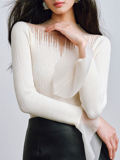 organdy ruffle long sleeve tops