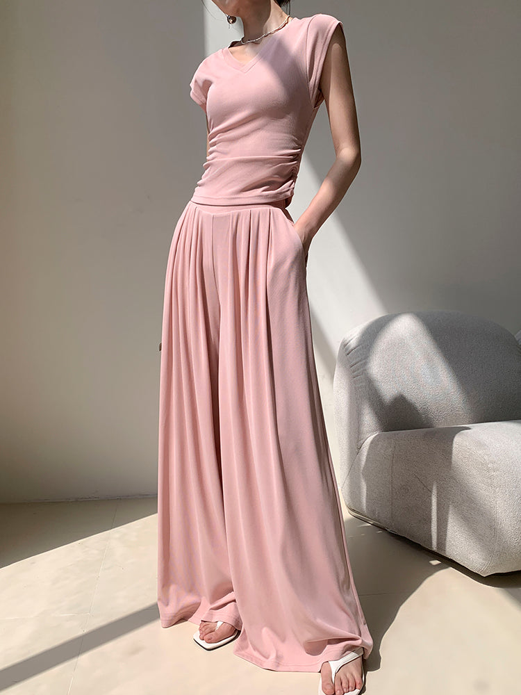 high waist smooth wide long pants
