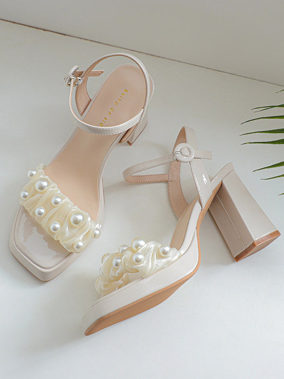 square toe chunky heel strap sandals