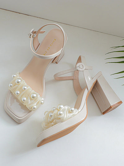 square toe chunky heel strap sandals