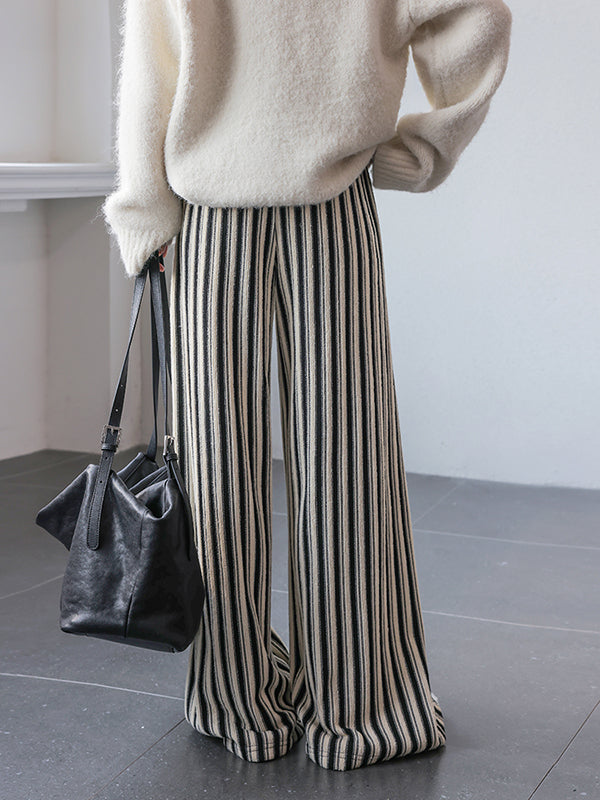 stripe wide straight pants