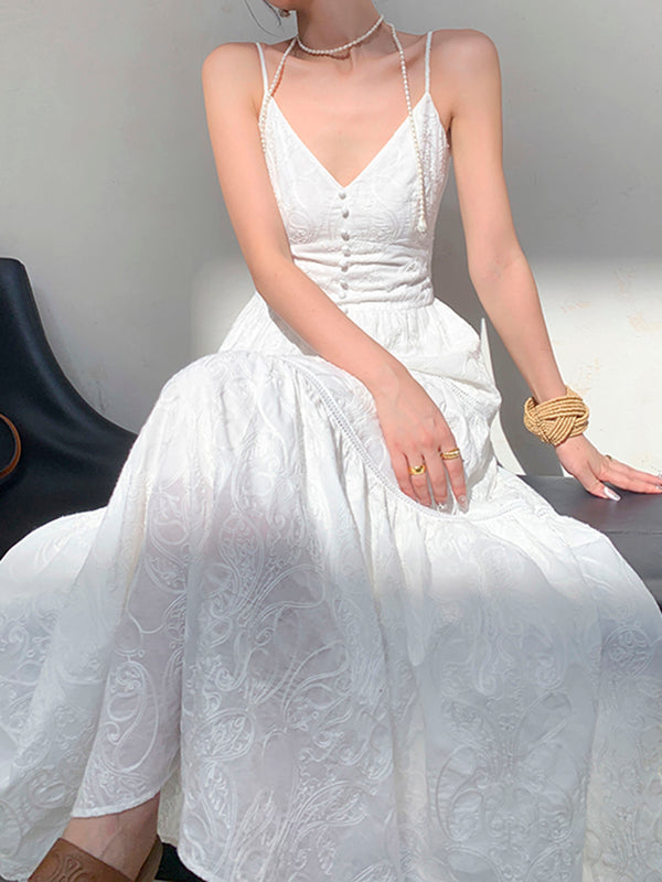 white camisole tiered long dress
