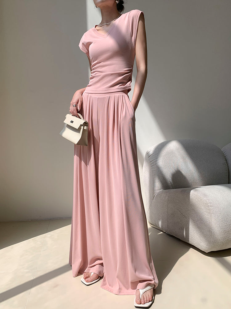 high waist smooth wide long pants