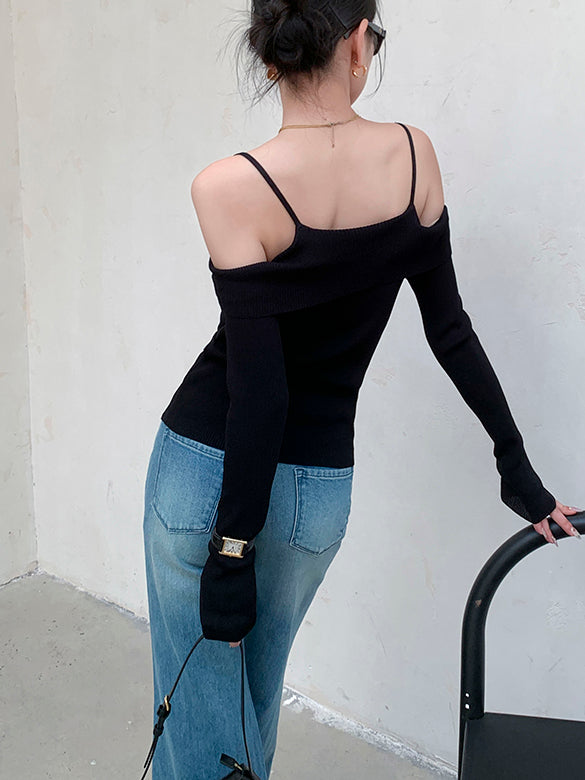 off shoulder camisole style slim fit tops