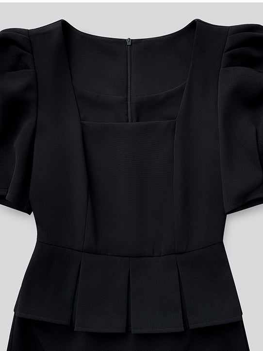 square neck peplum long one piece