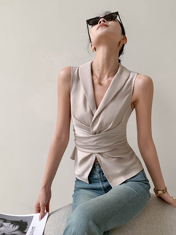 waist slim v neck vest