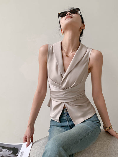 waist slim v neck vest