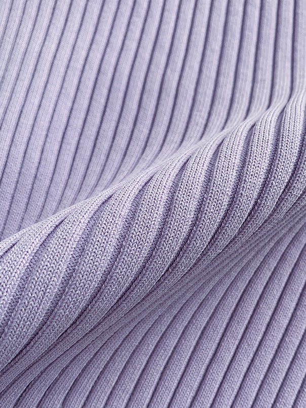 light purple square neck puff sleeve knit tops