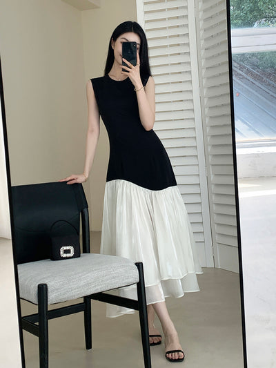 sleeveless chiffon docking dress