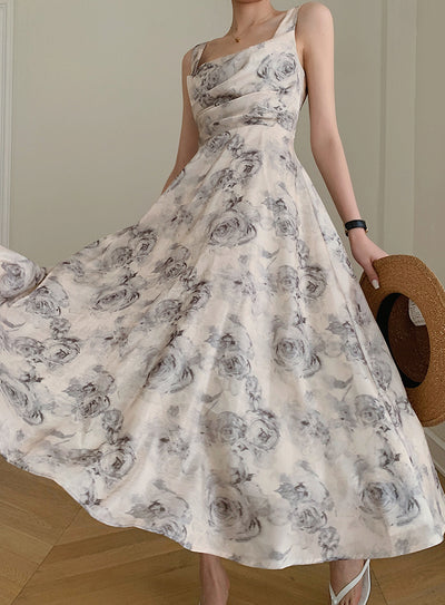 flower print long one piece