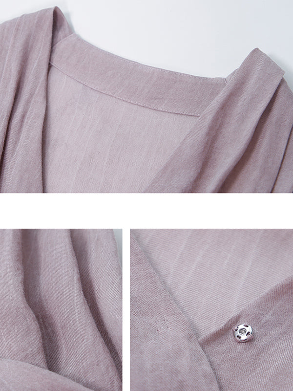 light purple sleeveless tops and wide pants set up