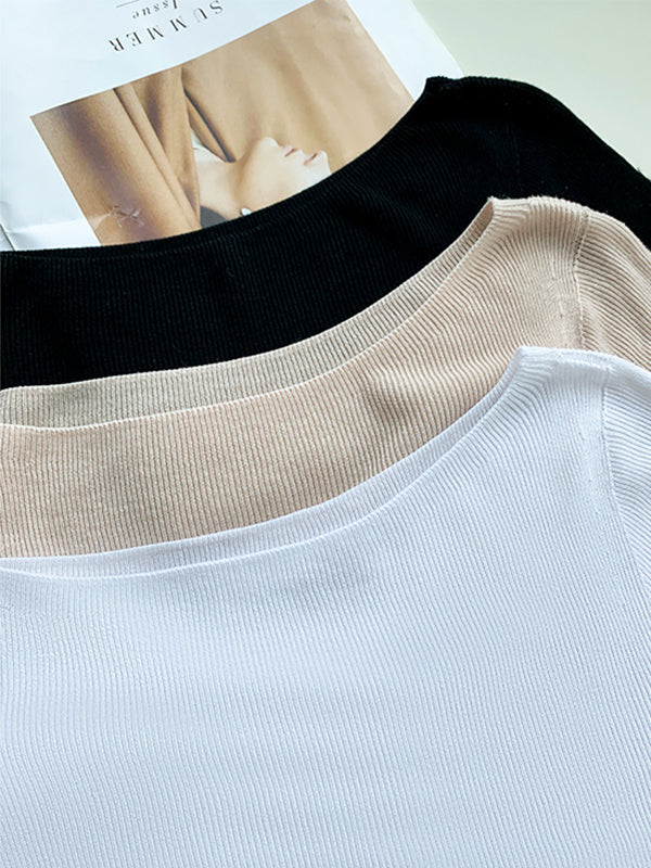 slim fit simple tops