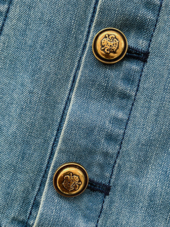 blue denim flare long one piece