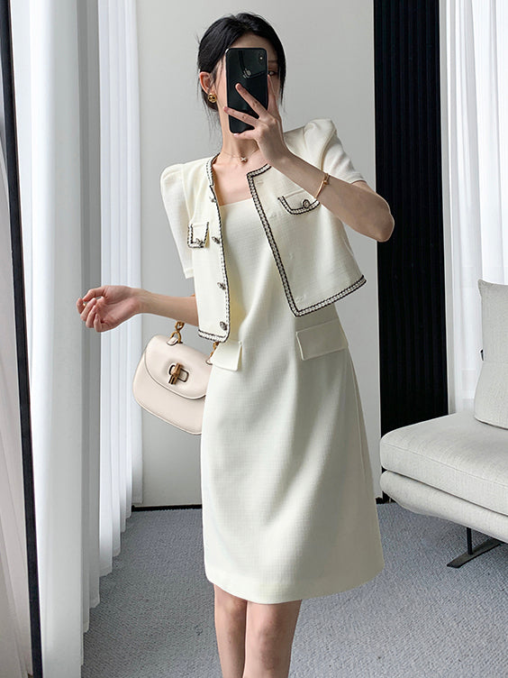 french cardigan tight dress setup